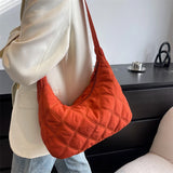 Weiyinxing Women Soft Nylon Side Bags 2024 NewTrend Quilted Big Handbags Lady Shoulder Crossbody Bags Designer Casual Orange