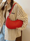 Weiyinxing Red Women Single Shoulder Bag Korean Casual PU Leather Zip Small Handbags Female Classic Solid Color Underarm Bag