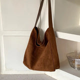 Weiyinxing Faux Suede Women Bucket Shoulder bags Large capacity Commuting female handbag Casual big totes ladies hand bags green