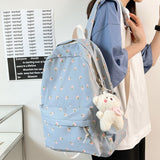Weiyinxing Floral Print Laptop College Backpack Fashion New Girl School Bag Women Cute Student Backpack Trendy Lady Kawaii Book Bags