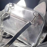 Weiyinxing Silver Backpacks for Women Cute Cat Transparent Shoulder Bag Fashion Designer Bag Large Capacity Crossbody School Backpack