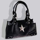 Weiyinxing Korean Gothic Star Girl Black Bag Aesthetic Vintage Fairy Grunge Punk Goth Purse Shoulder Handbags Bucket Tote Bags Women