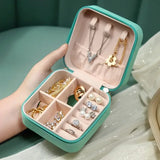 Weiyinxing Color Jewelry Organizer Leather Square Small Round Box Ring Earrings Portable Travel Jewelry Storage Lipstick Makeup Bag