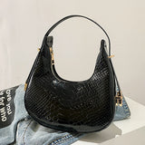 Weiyinxing Leather Women Luxury Designer Handbag Totes 2024 Fashion Vintage Crocodile Pattern Half Moon Crescent Hobo Shoulder Bags