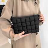 Weiyinxing Cotton Square Small Makeup Pouch Winter Quilted Padded Puffer Cosmetic Bag Nylon Puffy Mini Storage Bag Travel Toiletry Bag