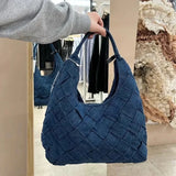 Weiyinxing Shoulder Bag for Women Denim Blue Messenger Bags Large Capacity woven ladies Tote Bag Purses and Handbags