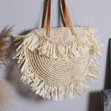 Weiyinxing Straw Shoulder Bag Women Design Handbag Bohemian Round Woven Large Capacity Tote Summer Beach Travel Shopper Purse