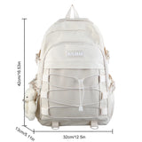 Weiyinxing College Backpack 2024 Students Aesthetic Schoolbags with Pendant Solid Color Girls Mochila Multi-Pocket Travel Rucksack