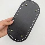 Weiyinxing PU Bag Bottom with 4 Rivets Oval Bag Bottom Wear-resistant Strong Durable Bag Bottom for Crochet Knitting Handbag