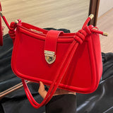 Weiyinxing New Red Single Shoulder Bag for Women Classic Flap Design Small Underarm Bags Lady Daily Out Casual Handbag Purses