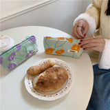 Weiyinxing Flower Women's Cosmetic Bags Simple Portable Teenager Girls Zipper Pencil Case Storage Bag Clutch Purse Wallet Handbags