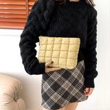 Weiyinxing Cotton Square Small Makeup Pouch Winter Quilted Padded Puffer Cosmetic Bag Nylon Puffy Mini Storage Bag Travel Toiletry Bag