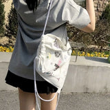 Weiyinxing Kawaii Cat Print Preppy Sweet Schoolbags Drawstring Women Students Canvas Bags Streetwear All Match Trendy Backpacks Y2k