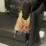 Weiyinxing Lace Rose Instagram Underarm Bag 2024 New Large Capacity Tote Bags Single Shoulder Handbag for Women