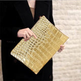 Weiyinxing Women Crocodile Pattern Day Clutch Bag PU Leather Women Clutches Ladies Hand Bags Envelope Bag Luxury Party Evening Bags Bolsa