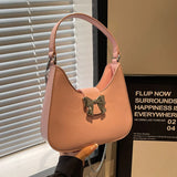 Weiyinxing Leather Small Shoulder Bag for Women 2024 Korean Fashion Bow Design Handbags Purses Female Chains Crossbody Bags