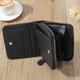 Weiyinxing Women Men Coin Purse Simple PU Leather Wallet Zipper Solid Color Bifold Design Daily Men Card Holder Accessories