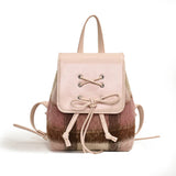 Weiyinxing Tie Design Women's Small 2024 Fashion Backpack Girls School Bag Solid Color Pu Leather Fashion Travel Silver Back Pack