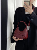 Weiyinxing Wine Red Bridal Handbags 2024 Spring Summer PU Leather Zipper Crossbody Bag for Women Fashion Lady Shoulder Bag