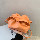 Weiyinxing Pleated Crossbody Bags for Women Summer Trendy PU Leather Lightweight Bucket Bags Female Causal Small Cloud Packs