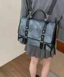 Weiyinxing Preppy Style Jk Backpack Women Autumn New Leather Handle Backpacks Briefcase Ladies Harajuku Aesthetic Blue Schoolbag