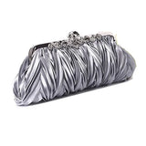 Weiyinxing Lady Party Wedding Handbag Purse Girl Soft Evening Bag Bridal Women Satin Crystal Clutch