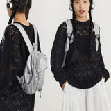 Weiyinxing Small Silver Mountaineering Bag Picnic Bag Causal Students Book Bag 2024 New Fashion Korean Girls Y2k Backpack