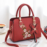 Weiyinxing Flower Handbag For Women PU Leather Shouder Bag Large Capaity Middle-aged Top-handle Bag Shopping Totes Handbag sac