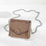 Weiyinxing Bling Chain Crossbody Bag Ladies Mini Rhinestone Small Envelop Shoulder Purse Full Diamond Messenger Evening Bag