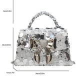 Weiyinxing Purse Handbag For Women 2024 Shiny Sequin Silver Evening Clutch Bag Designer Women's Day Gift Luxury Chain Shoulder Bags