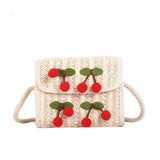 Weiyinxing Summer Straw Crossbody Bags for Women Weaving Handbags Ladies Sweet Cherry Beach Bags Girl Versatile Shoulder messenger Bag