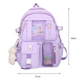 Weiyinxing Aesthetic Backpack Cute Student College Schoolbags Girls Kawaii Nylon Laptop Bagpack with Pendant Multi-Pocket Knapsack