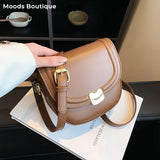 Weiyinxing Retro Shoulder Crossbody Bags For Women Metal Hasp Solid Color Mini Messenger Saddle Bag 2024 Latest Trends Female Handbag