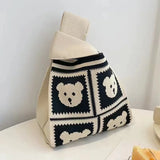 Weiyinxing Knot Wrist Bag Simple Weave Tote Bag Knitted Bag Handbag Shopping Bags Travel Japanese Bucket Student Shopping Handbags