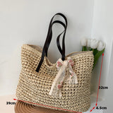 Weiyinxing Straw Bag Summer Handmade Beach Bag Large Capacity Shoulder Bag Vacation Rattan Totes Outdoors Seaside Handbag Bolsas