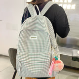 Weiyinxing Cute Plaid Book Fashion Female Travel College Backpack Girl Kawaii Nylon Lattice Leisure Backpack Women Laptop Student Bags