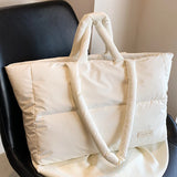 Weiyinxing Puffy Shoulder Bag Women Quilted Space Cotton Down Feather Padded Large Capacity Handbag Winter Shopping Tote Bolsas
