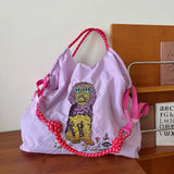 Weiyinxing Embroidery Women Shoulder Bag Designer Eco Bags for Women Rope Handle Handbags Drawstring Bag Reusable Shopper Tote