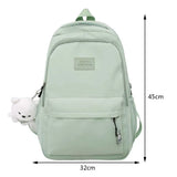 Weiyinxing Aesthetic Backpack Cute Student College Schoolbags Girls Kawaii Nylon Laptop Bagpack with Pendant Multi-Pocket Knapsack