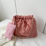 Weiyinxing Quilted Pleated Crossbody Bag for Women Padded Shoulder Bag Design Tote Winter Bucket Bag Casual Handbags Chain Shopper Bag