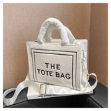 Weiyinxing Square Tote Crossbody Bag Aesthetic Velour Elegant Letter Print Ladies Shoulder Bags Top Handle Women's Charisma Handbags