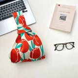 Weiyinxing Handmade Knit Handbag Women Wrist Bag Japanese Casual Color Tote Bag Student Reusable Shopping Bags Purses and Handbags