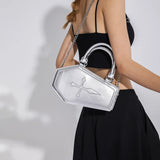 Weiyinxing Women Crossbody Bag Large Capacity Coffin Shape Phone Shoulder Bag Halloween PU Top Handle Bag for Travel Make Up Cosmetic Bag