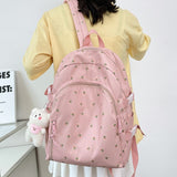 Weiyinxing Women Floral Print Laptop Book Bag Trendy Female College Backpack Girl Travel Kawaii School Bag Lady Nylon Backpack Fashion