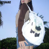 Weiyinxing Cool Girls Schoolbags Y2k Aesthetic Cartoon Cute Sheep Letter Canvas Women Bags Casual All Match Simple Backpacks Japanese