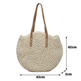 Weiyinxing Straw Bag Summer Handmade Beach Bag Large Capacity Shoulder Bag Vacation Rattan Totes Outdoors Seaside Handbag Bolsas