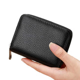 Weiyinxing Slot Card Holder Vintage Small Wallet Women Men Business Bank Credit Card Bag Male Coin Pouch Solid Leather Zipper Wallet