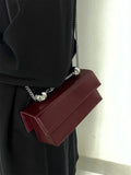 Weiyinxing Leather Burgundy Bridal Wedding Bag 2024 New Popular Chain Crossbody Bags Women Classic Flap Design Small Handbag