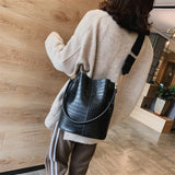 Weiyinxing Vintage Leather Stone Pattern Crossbody Bags For Women 2024 New Shoulder Bag Fashion Handbags And Purses Bucket Bags