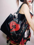 Weiyinxing Y2k Grunge The Tote Bag Women Gothic Cross Pu Leather Chain Large Capacity Handbags Ladies Vintage Black Shoulder Bag